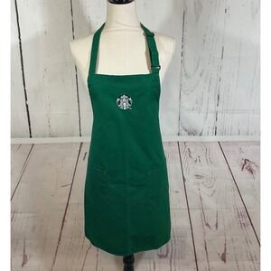 Starbucks Barista Apron Green Embroidered Logo Pockets Employee Uniform One Size